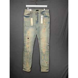 Reason Brand RR5-136 Light Blue Distressed Skinny Jeans 38x32 NEW